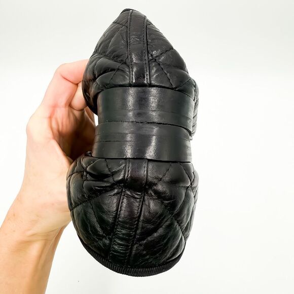 Chanel CC Cap Toe Ballet Flats EU 40 US 9-9.5 Black Quilted Leather Bow Shoe - Picture 6 of 13